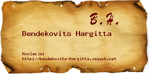 Bendekovits Hargitta névjegykártya
